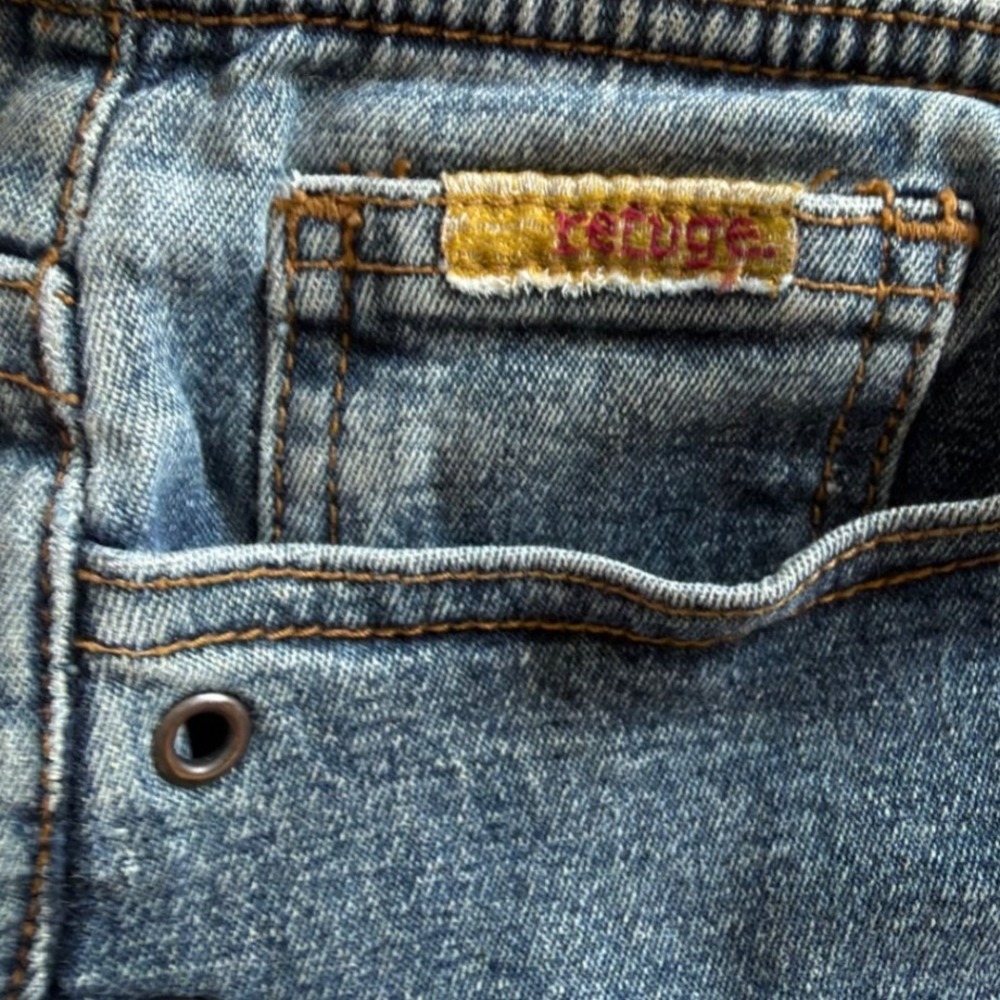 Vintage Y2K Refuge Grommet Detail Flare Jeans Blue Denim Size 5 2000s Aesthetic - Picture 3 of 7